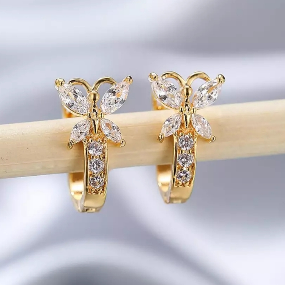 Dainty butterfly clasp earrings
